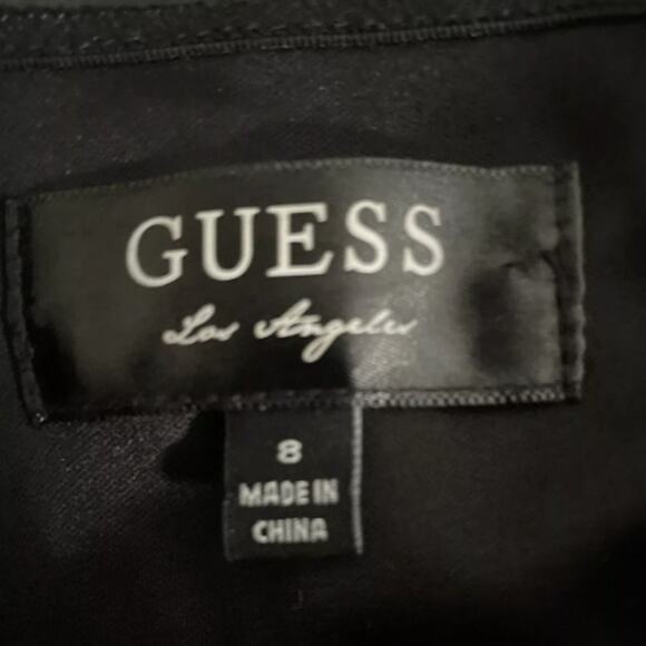 Guess Black Mini Dress, Feather Trim | Size 8 - Picture 4 of 6